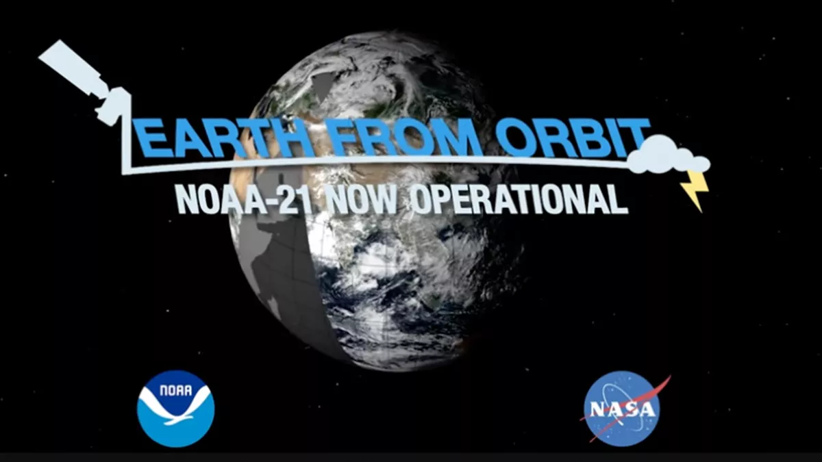A screenshot from a video title "Earth from Orbit NOAA-21 Now Operational"
