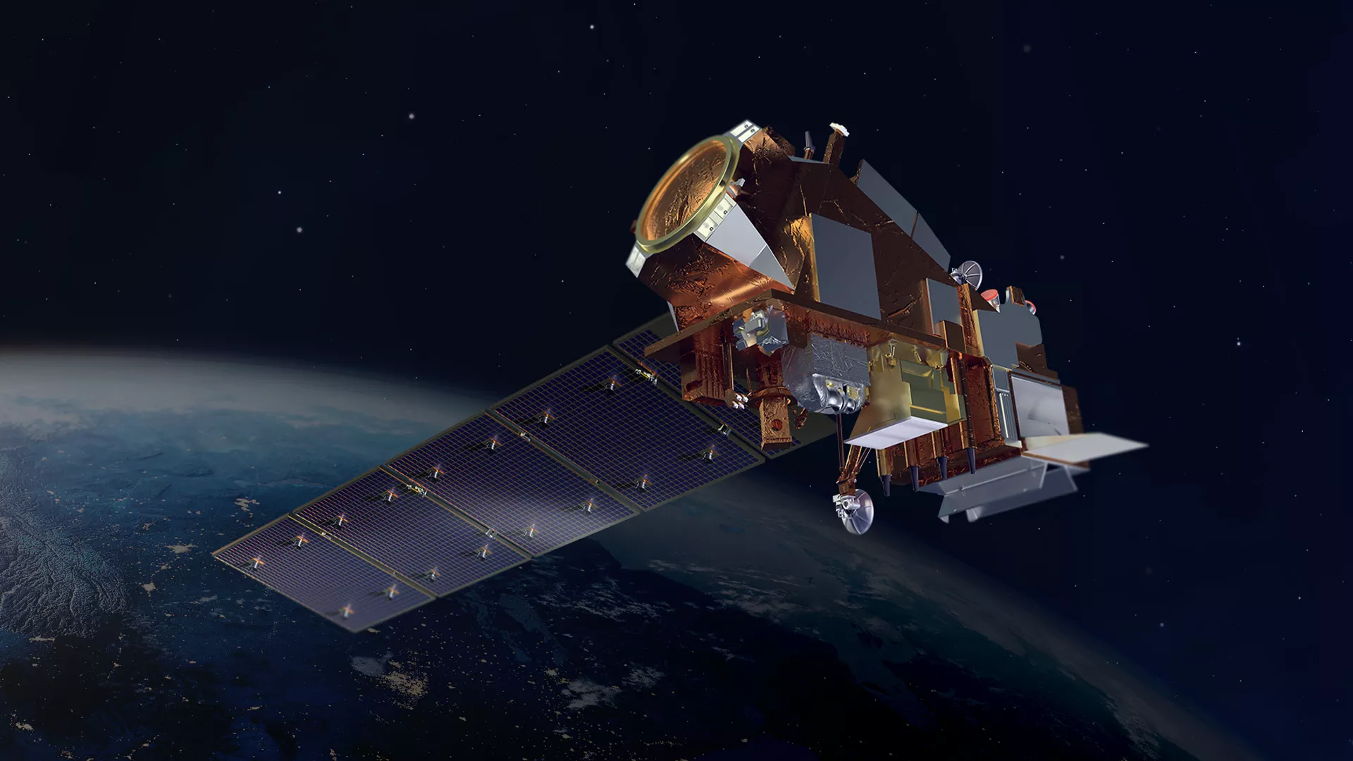 An artist's rendering of NOAA-21 in orbit